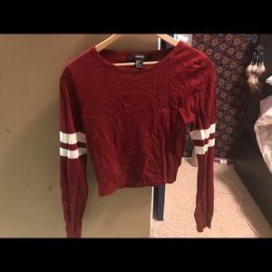 Red Long sleeve crop top